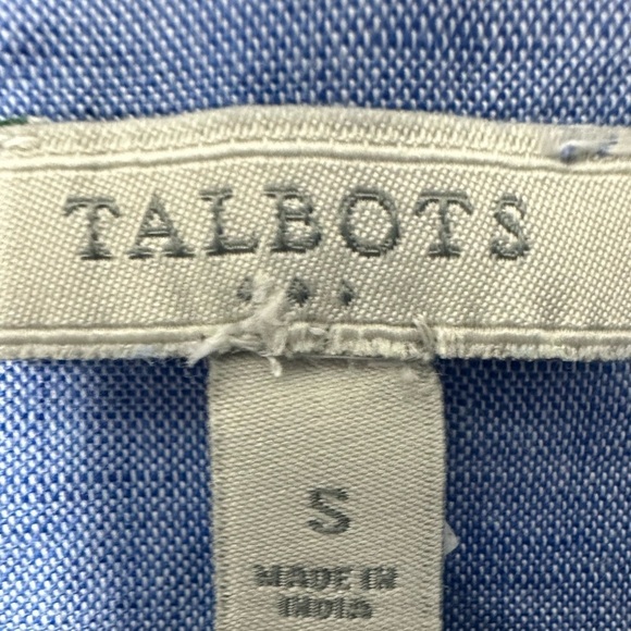 Talbots Chambray Linen Embroidered Blouse - Picture 3 of 8